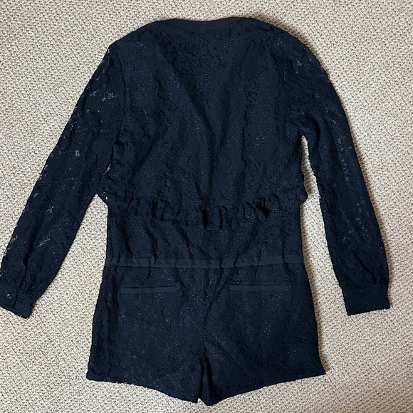David Lerner Black Lace Long Sleeve Romper Dressy Night Out One-Piece Size S NWT - Picture 6 of 7